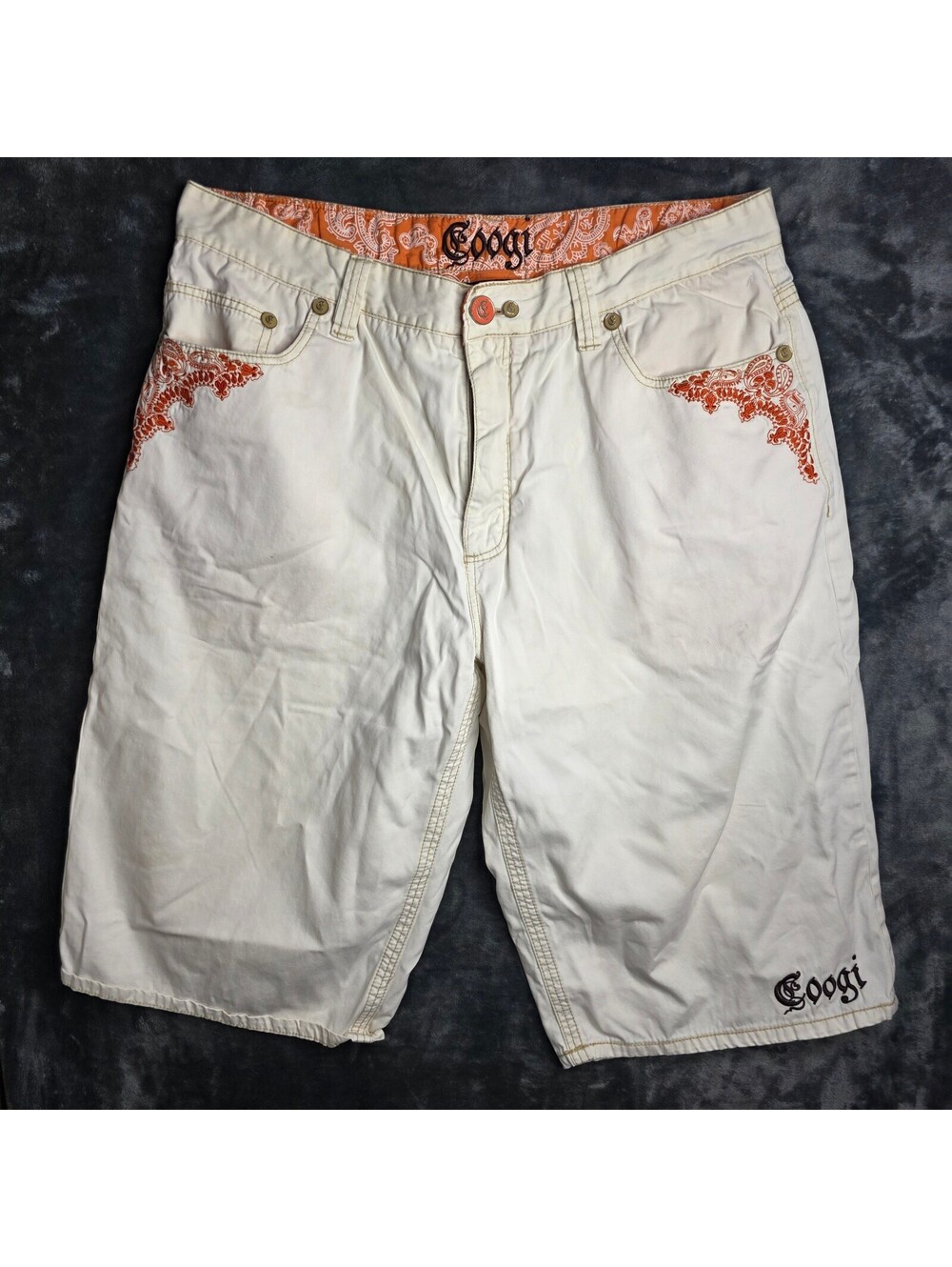 Vintage COOGI Y2K Mens Shorts Sz 42 White Embroidered.